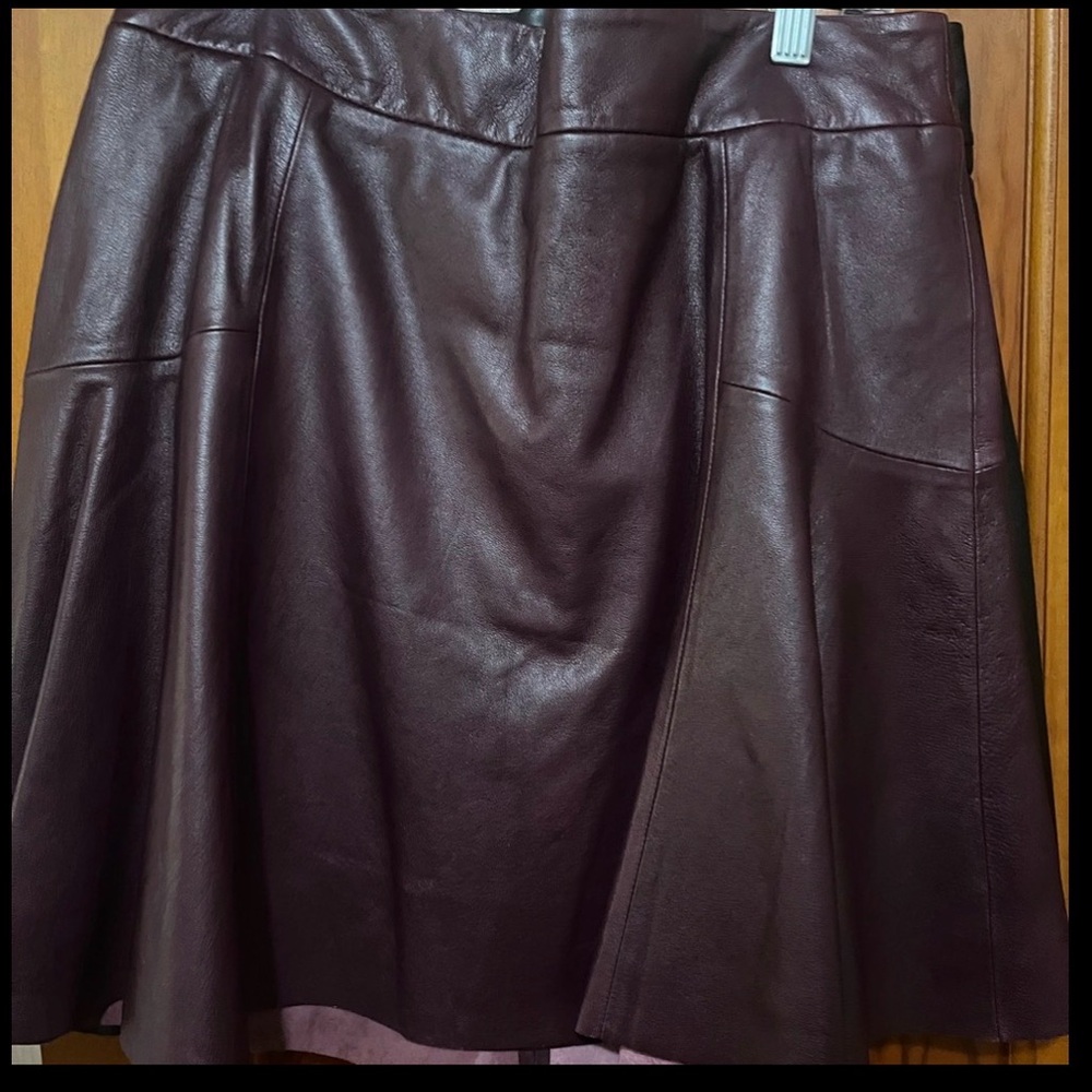 Banana Republic Deep Wine Leather Mini Skirt